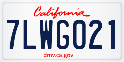 CA license plate 7LWG021