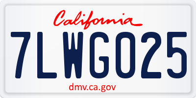 CA license plate 7LWG025