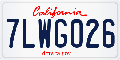 CA license plate 7LWG026