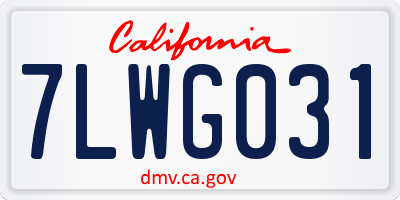 CA license plate 7LWG031