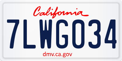 CA license plate 7LWG034