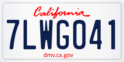 CA license plate 7LWG041