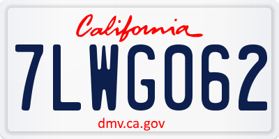 CA license plate 7LWG062