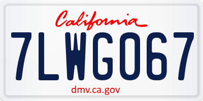 CA license plate 7LWG067