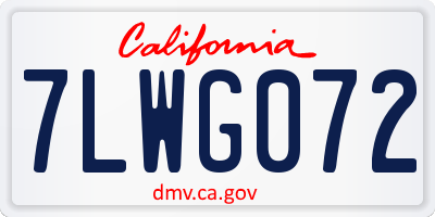 CA license plate 7LWG072
