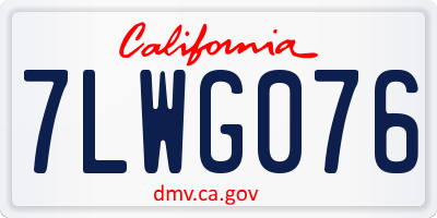 CA license plate 7LWG076