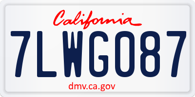 CA license plate 7LWG087