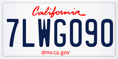CA license plate 7LWG090