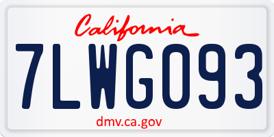 CA license plate 7LWG093