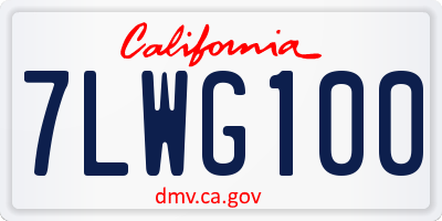 CA license plate 7LWG100