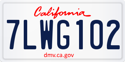 CA license plate 7LWG102