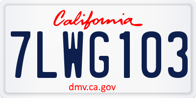 CA license plate 7LWG103