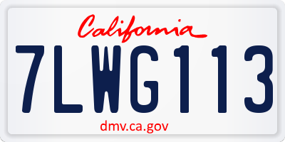 CA license plate 7LWG113
