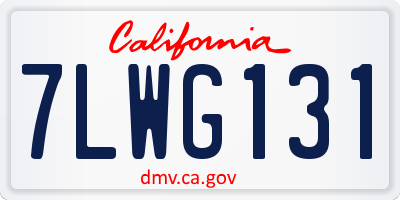 CA license plate 7LWG131