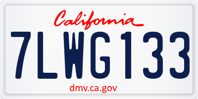 CA license plate 7LWG133