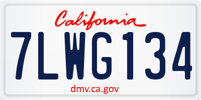 CA license plate 7LWG134