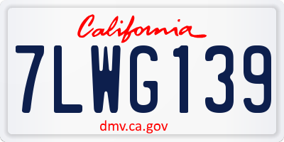 CA license plate 7LWG139