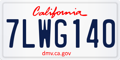 CA license plate 7LWG140