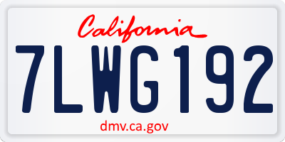 CA license plate 7LWG192