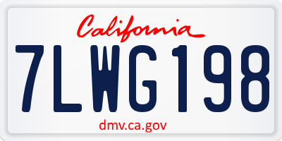 CA license plate 7LWG198