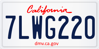 CA license plate 7LWG220