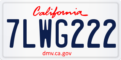 CA license plate 7LWG222