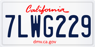 CA license plate 7LWG229
