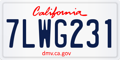 CA license plate 7LWG231