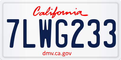 CA license plate 7LWG233