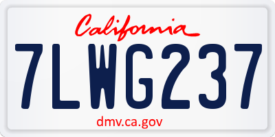 CA license plate 7LWG237