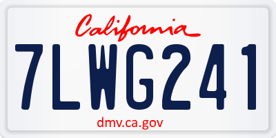 CA license plate 7LWG241
