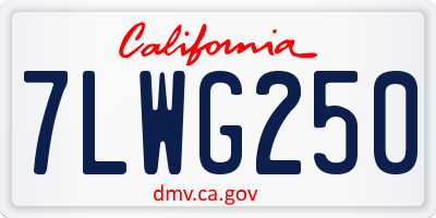 CA license plate 7LWG250