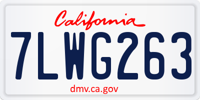 CA license plate 7LWG263