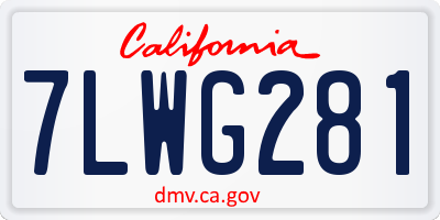 CA license plate 7LWG281