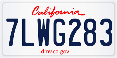 CA license plate 7LWG283