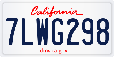 CA license plate 7LWG298