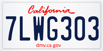 CA license plate 7LWG303