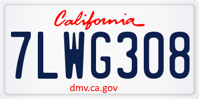 CA license plate 7LWG308