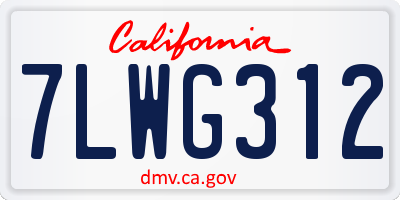 CA license plate 7LWG312