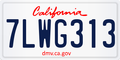 CA license plate 7LWG313