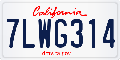 CA license plate 7LWG314