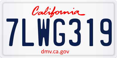 CA license plate 7LWG319