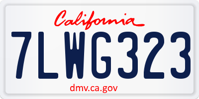 CA license plate 7LWG323