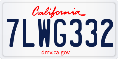 CA license plate 7LWG332