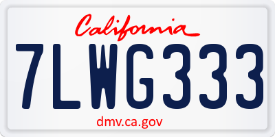CA license plate 7LWG333
