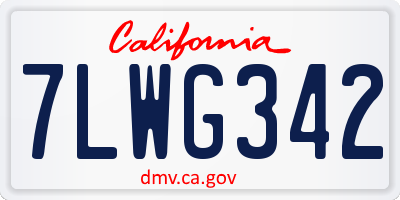 CA license plate 7LWG342
