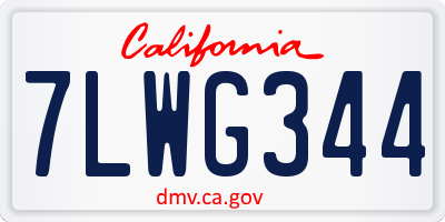 CA license plate 7LWG344