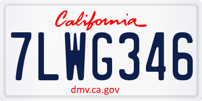 CA license plate 7LWG346