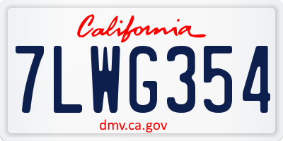 CA license plate 7LWG354