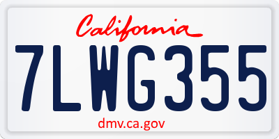 CA license plate 7LWG355